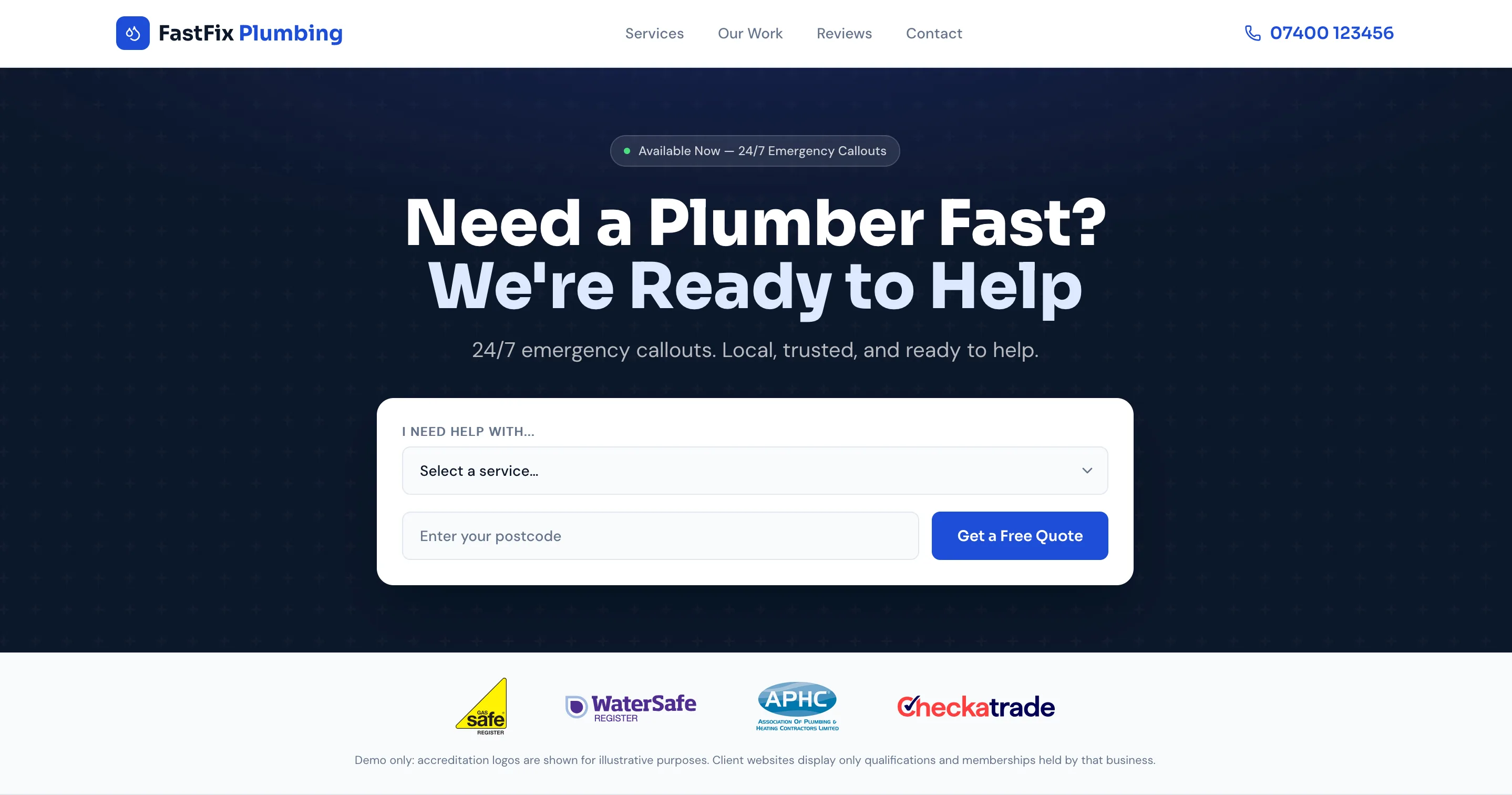 Preview of the Lakeberry plumbing website demo